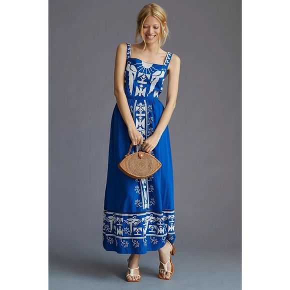 Anthropologie Dresses & Skirts - Anthropologie Farm Rio Square-Neck Embroidered Maxi Dress $295